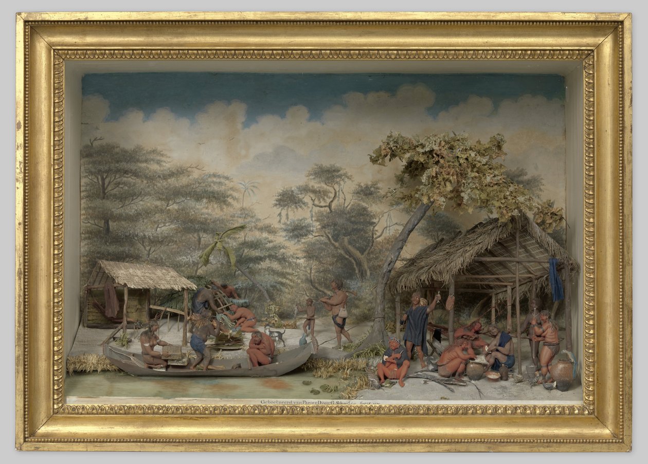 Diorama fra en karibisk leir av Gerrit Schouten