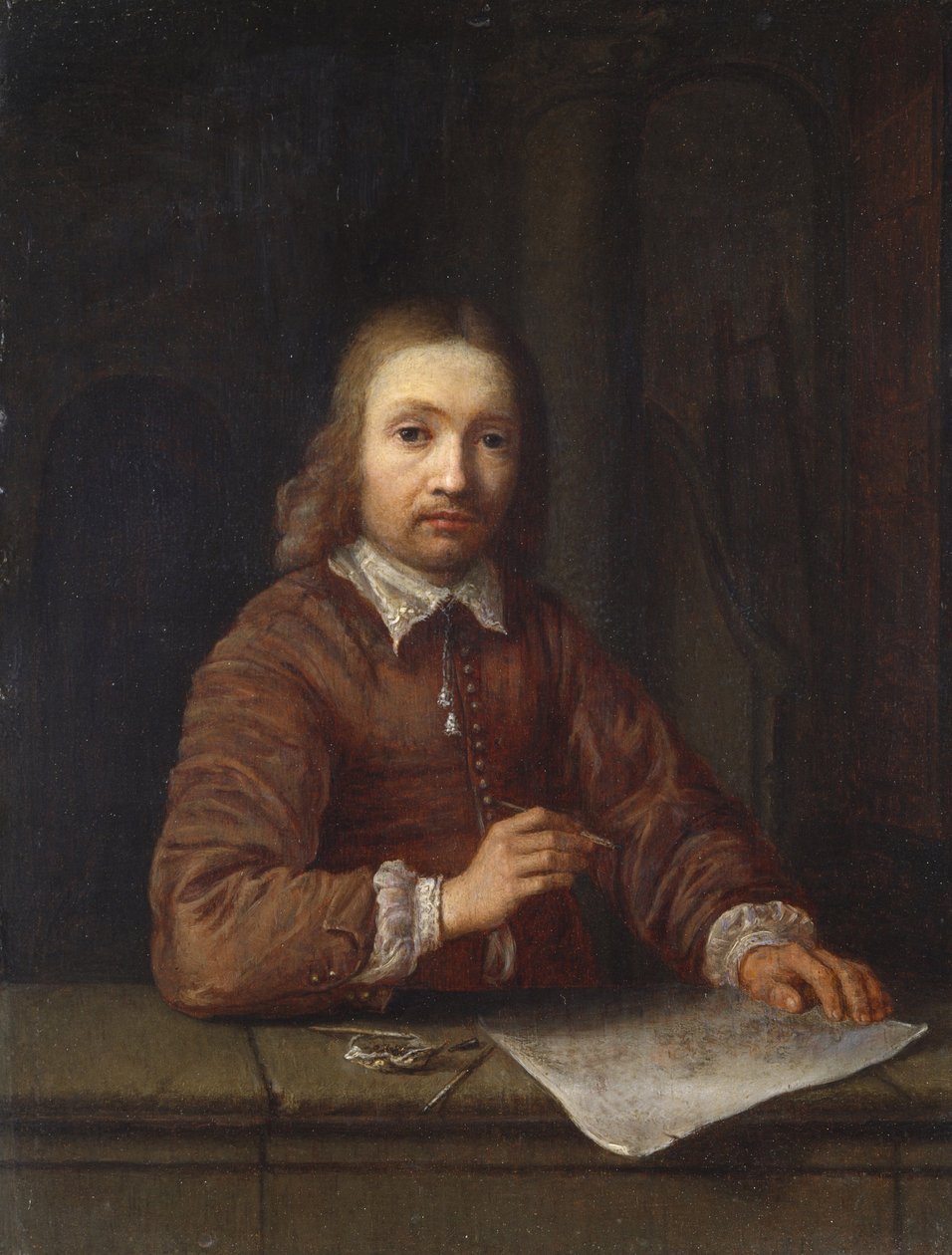 Selvportrett (olje på panel) av Gerrit Dou
