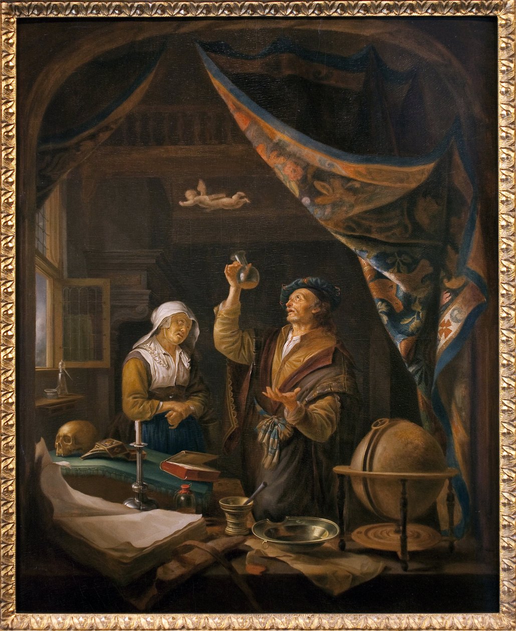 Legen i urin. Fra et maleri av Gerard Dow av Gerrit Dou