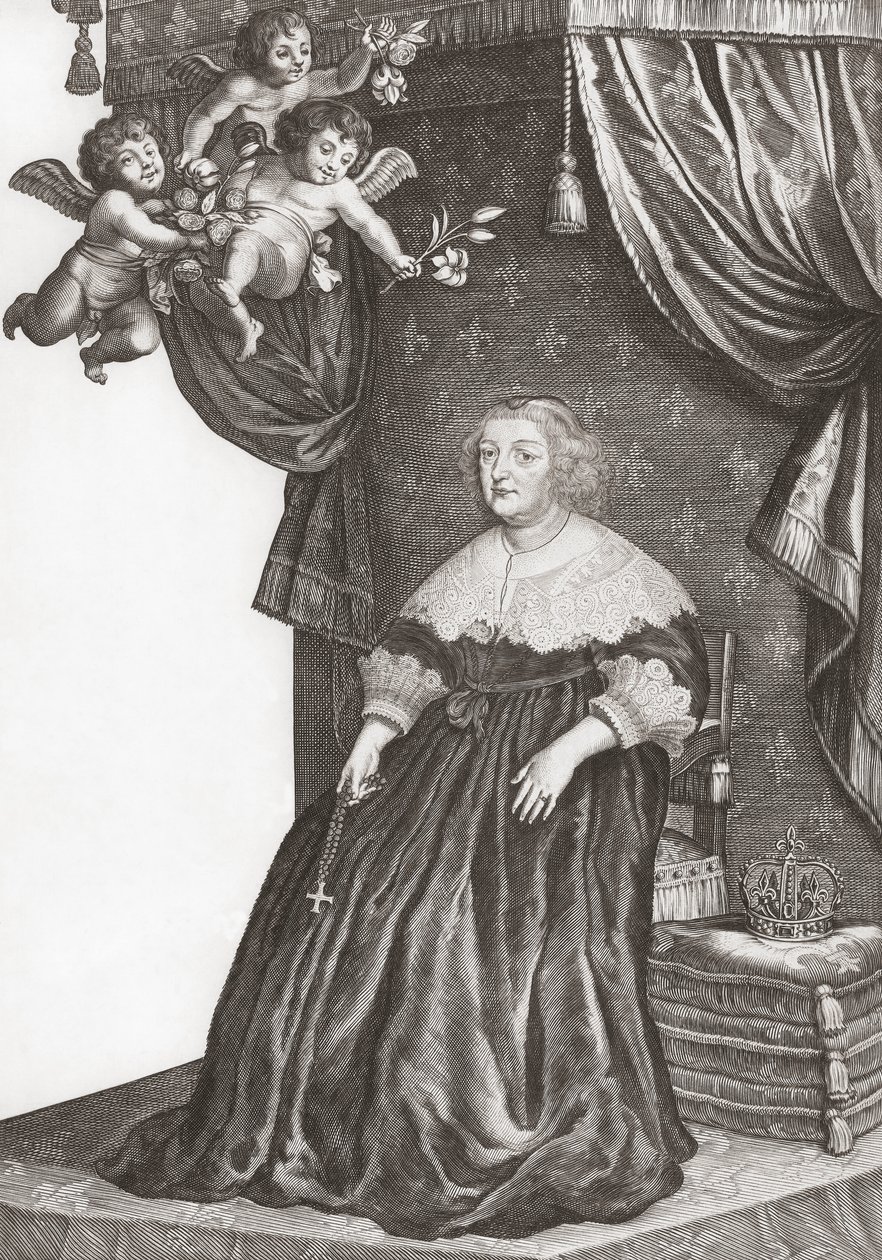 Marie de Medici, dronning av Frankrike. Portrett (trykk) av Gerrit van (after) Honthorst