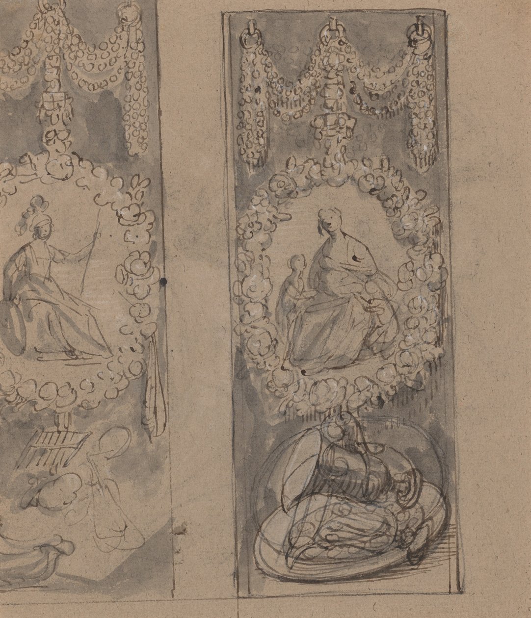 Dekorative motiver med kranser (verso) av Gerrit van Honthorst