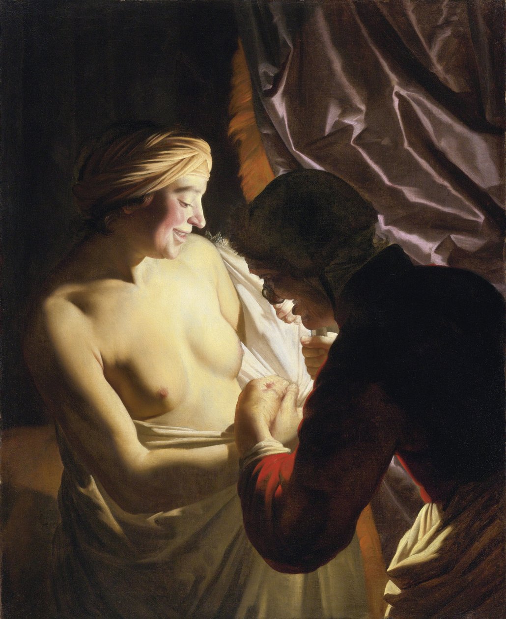 The Flea Hunt - The Flea Hunt av Honthorst, Gerrit, van (1590-1656), ca. 1620 - Olje på lerret av Gerrit van Honthorst