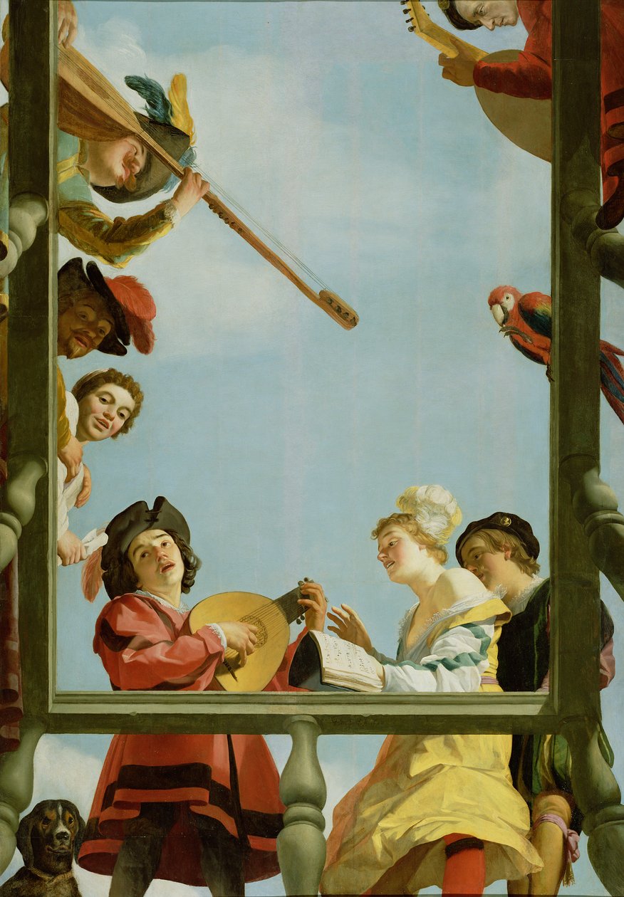 Musikalsk gruppe på en balkong av Gerrit van Honthorst