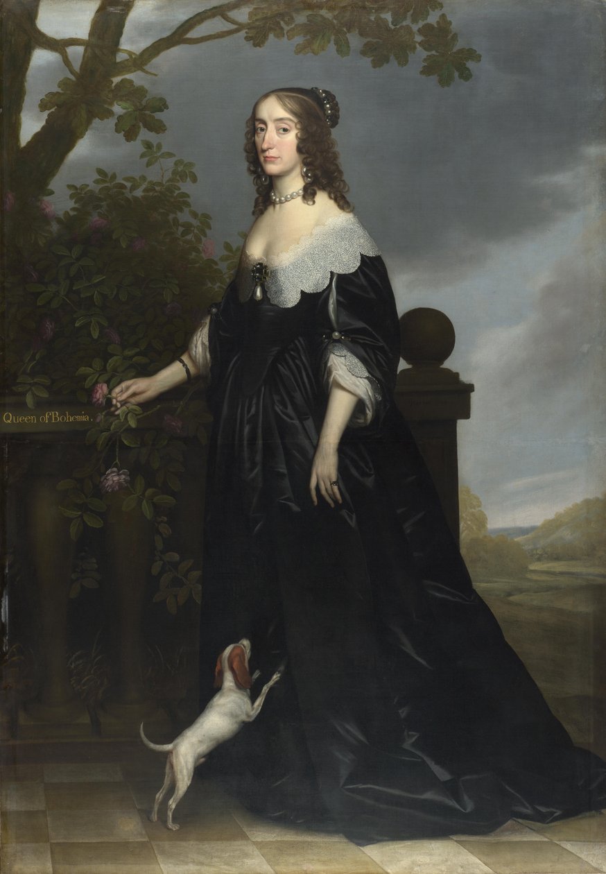Portrett av Elizabeth Stuart (1596-1662), dronning av Böhmen, kone til kurfyrst Palatine Frederick V og datter av James I, 1642 av Gerrit van Honthorst