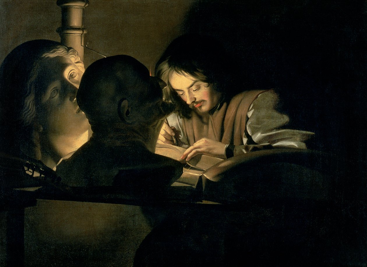 Kunstneren i arbeid av Gerrit van Honthorst