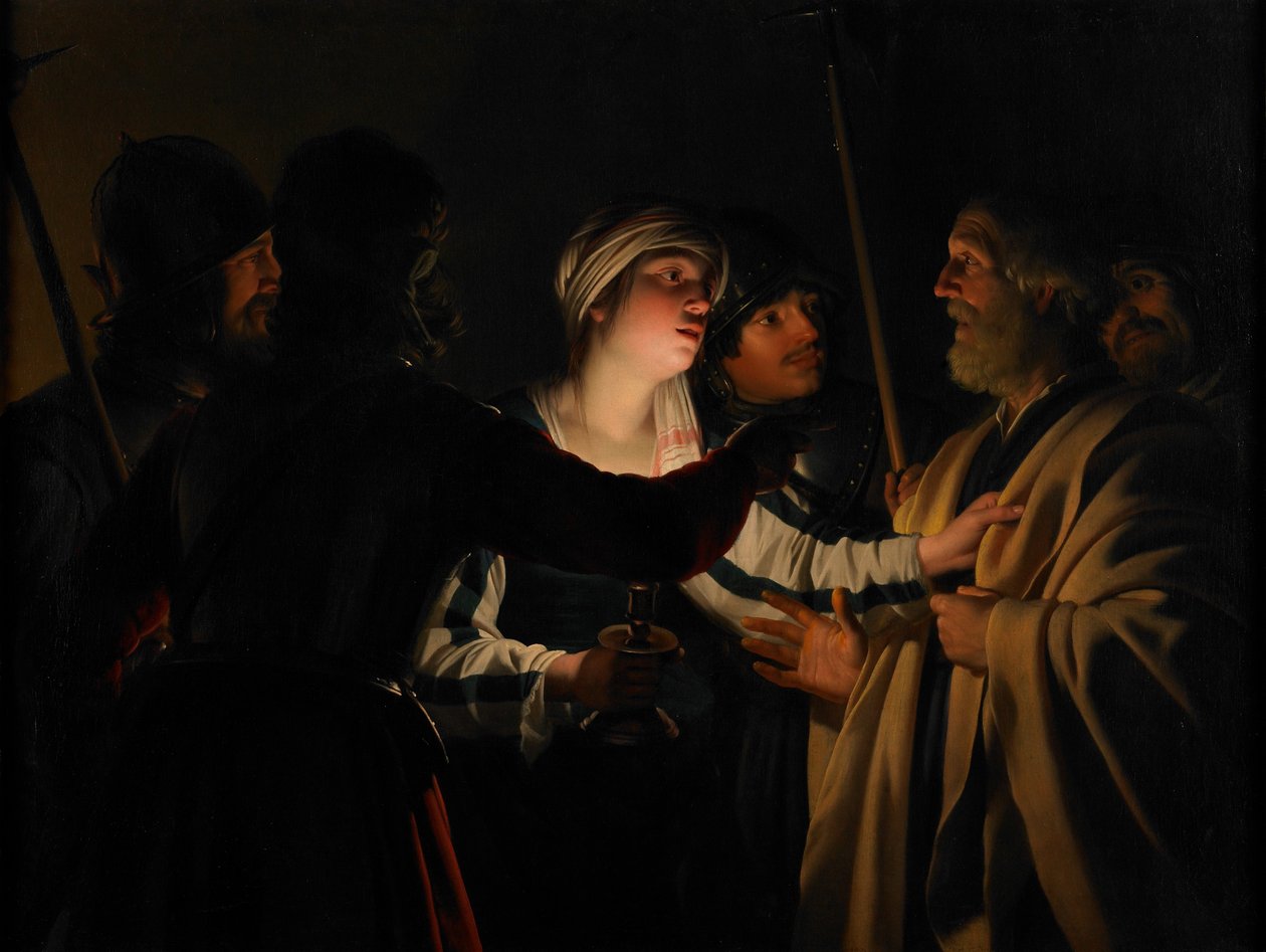 Fornektelsen av St. Peter, ca. 1623 av Gerrit van Honthorst