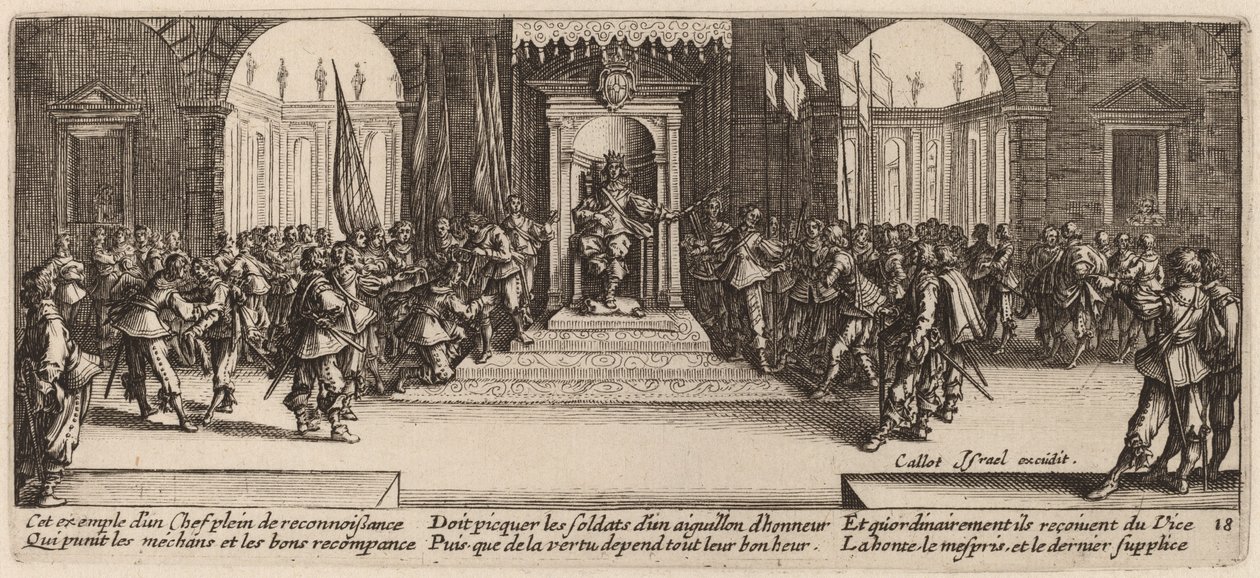 Utdeling av belønninger av Gerrit van Schagen after Jacques Callot