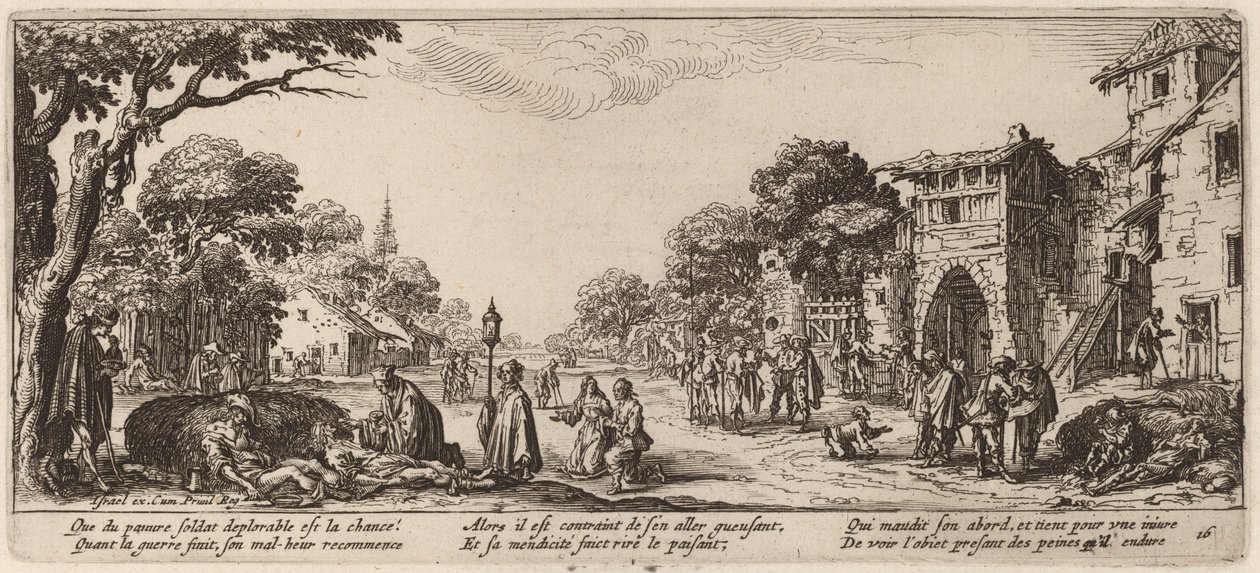 Døende soldater ved veikanten av Gerrit van Schagen after Jacques Callot