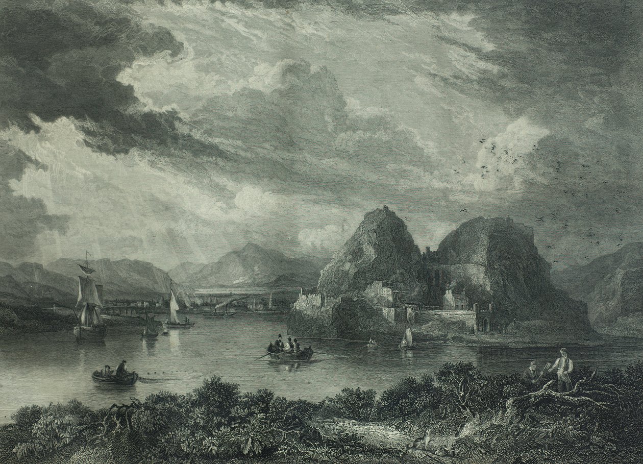 Dumbarton Castle, ca. 1880 (gravering) av Gershom Gourlay Cumming