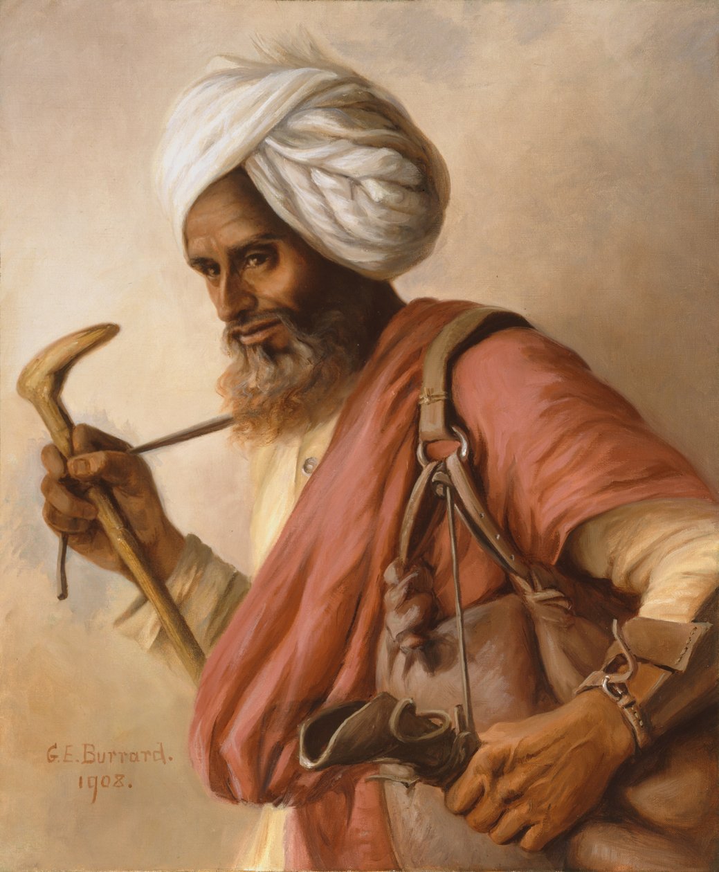 Hasan, vannbærer til kunstneren og mannen hennes på Simla i 1908 av Gertrude Ellen Burrard