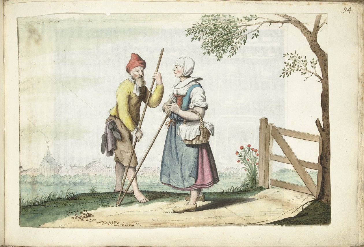 Bondepar i samtale av Gesina ter Borch (signed by artist)