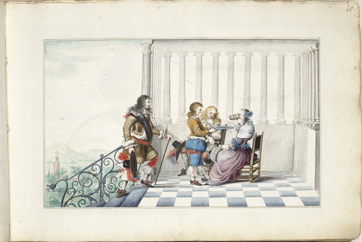 Selskap på en terrasse av Gesina ter Borch (signed by artist)