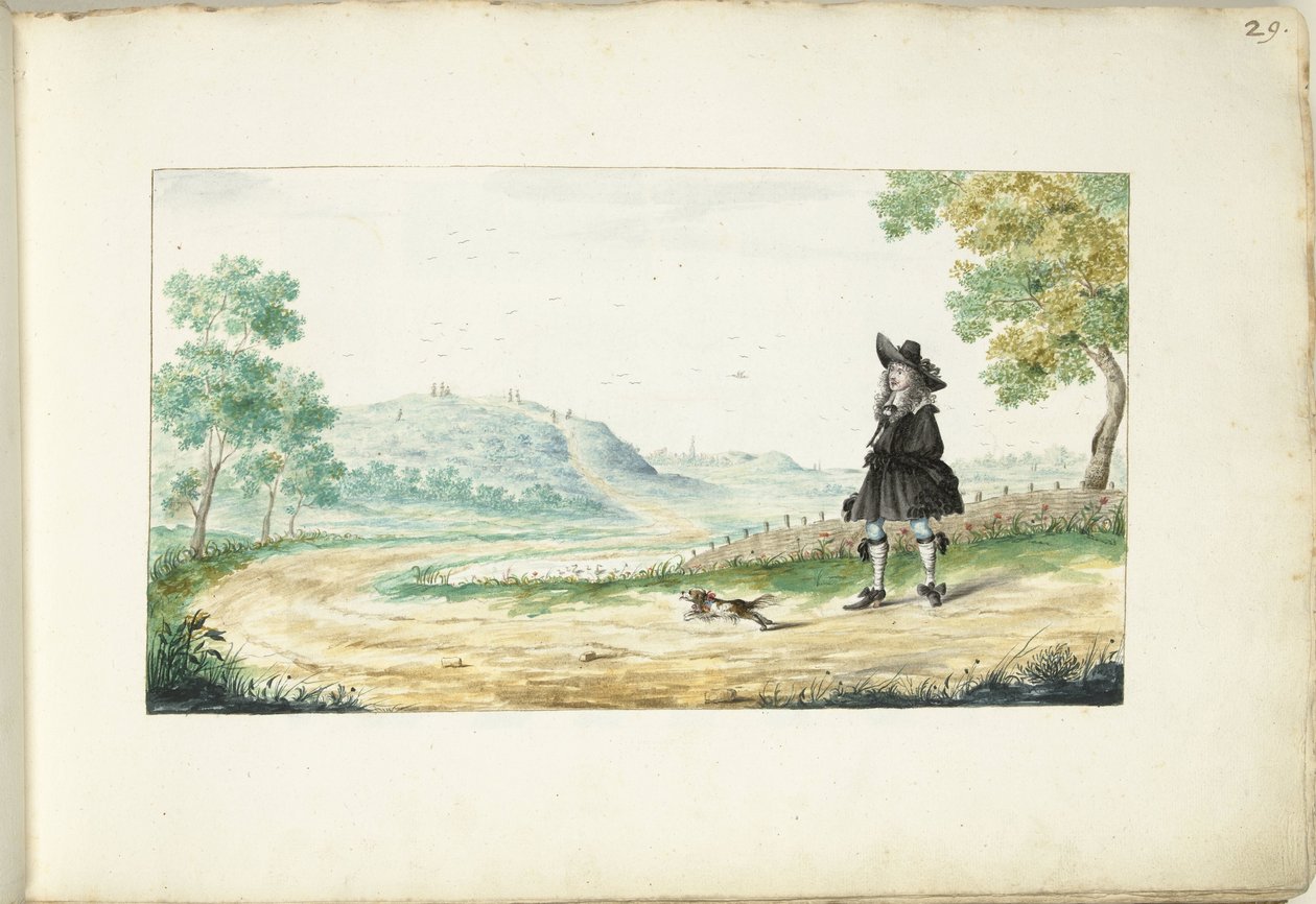 Løpende herre på en landevei av Gesina ter Borch (signed by artist)