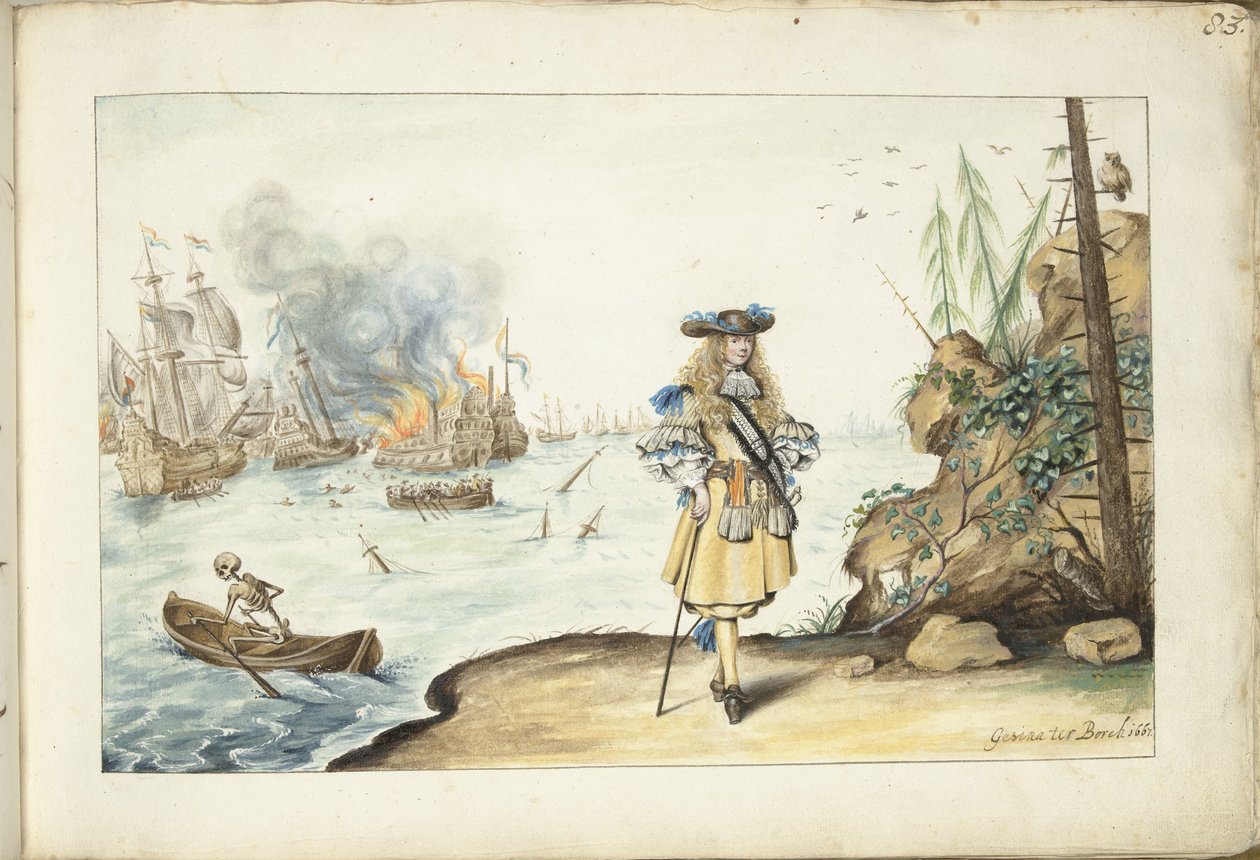 Moses på kysten ved Harwich av Gesina ter Borch (signed by artist)