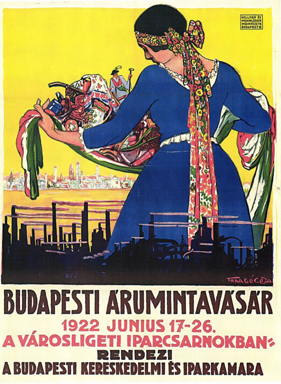 Plakat av Budapest Commodity Fair av Geza Farago