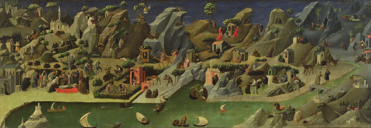 The Thebaid, ca. 1410 (tempera på panel) (se også 50353) av Gherardo Starnina