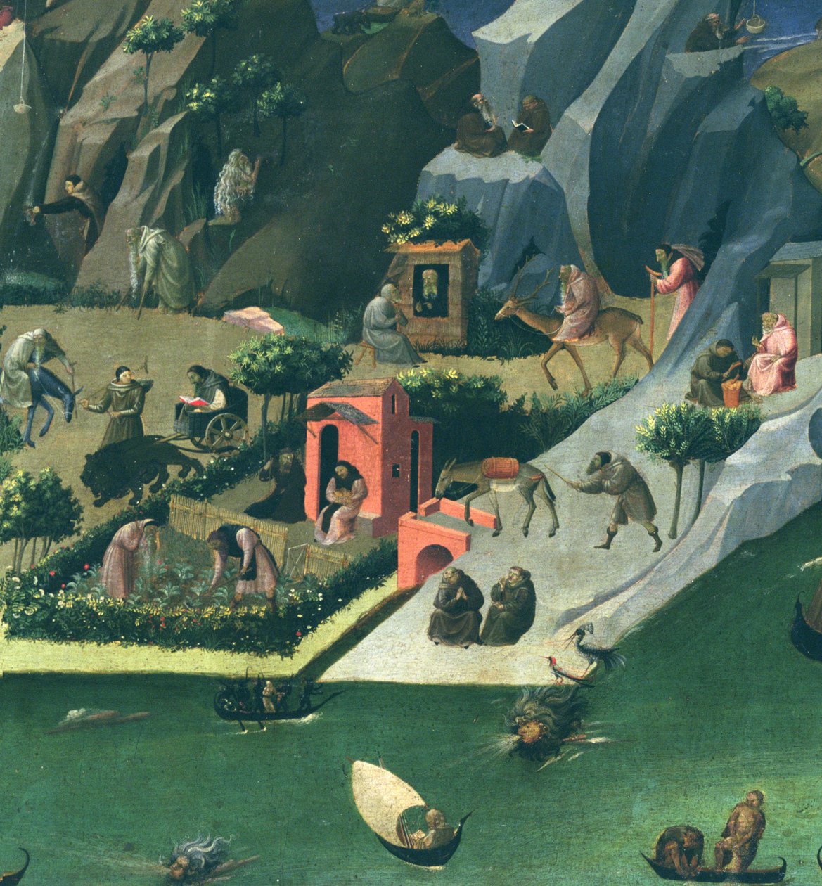 The Thebaid, ca. 1410 tempera på paneldetalj fra 162947 av Gherardo Starnina