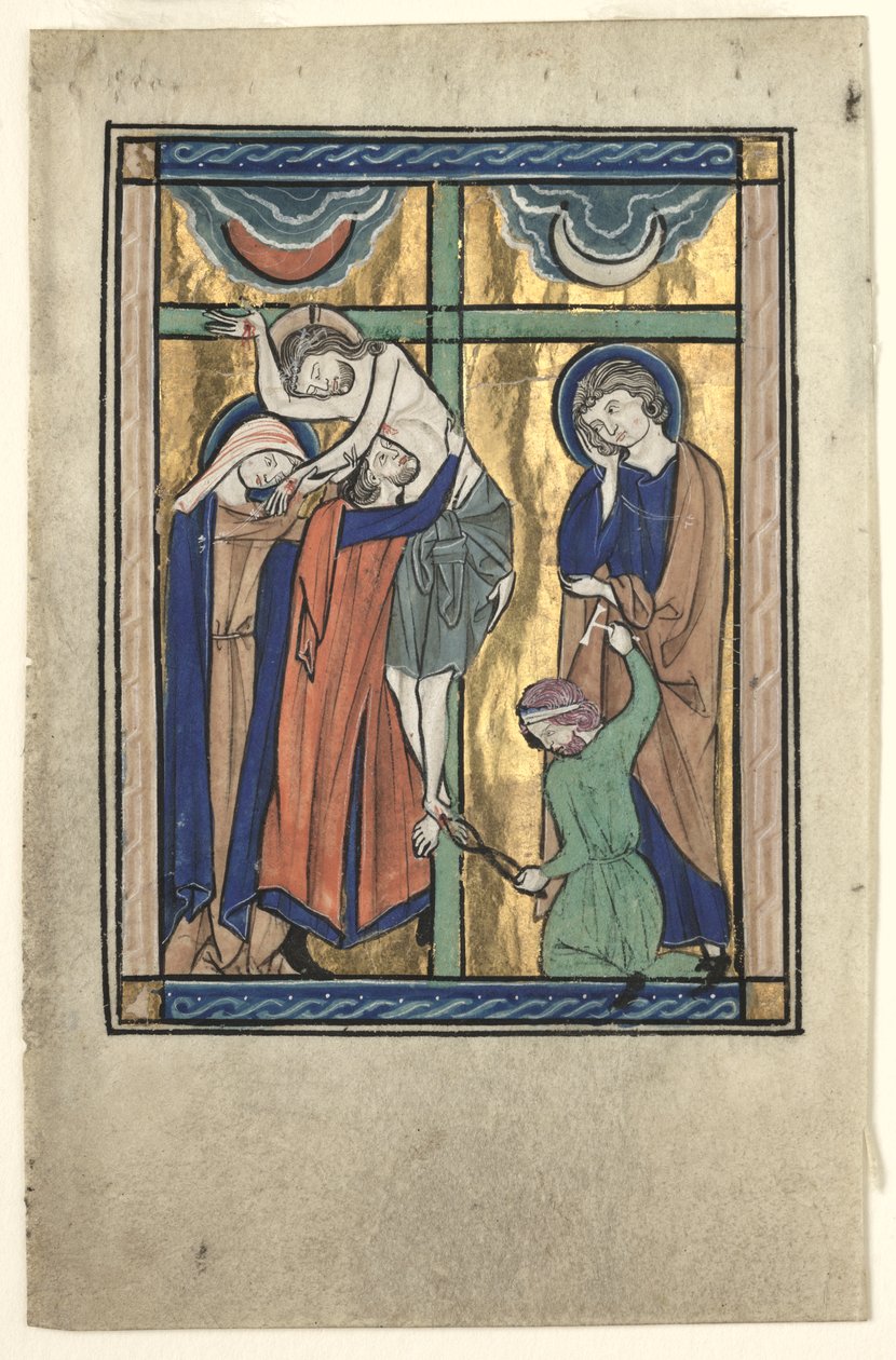 Miniatyr utskåret fra "Potocki Psalter": Deponeringen av Gherardo Starnina