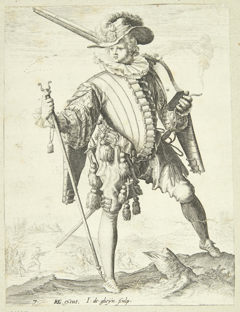 Soldat med hakereim (arquebus) av Gheyn, Jacques II de
