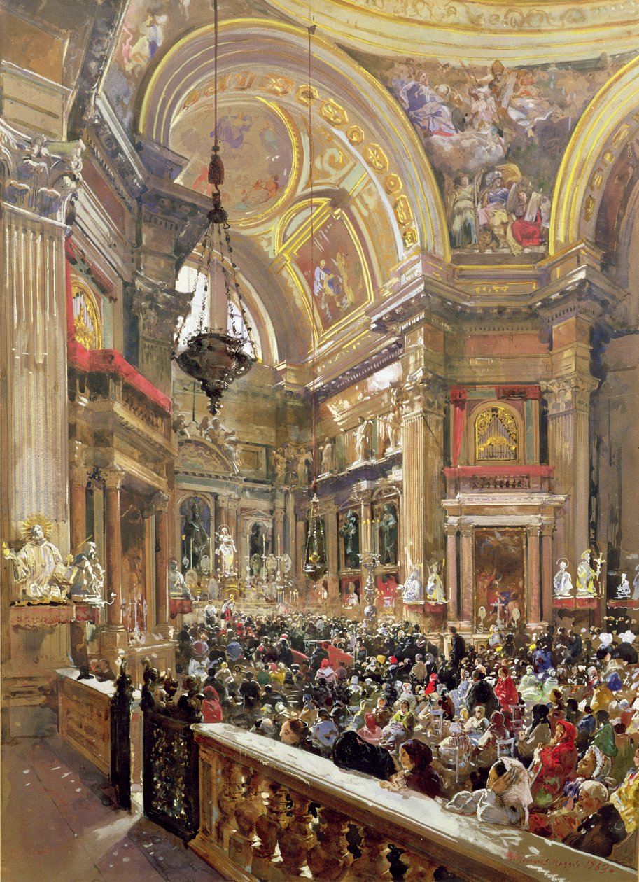 Mirakelet med flytningen av blodet fra Saint Januarius, 5. mai 1863 av Giacinto Gigante