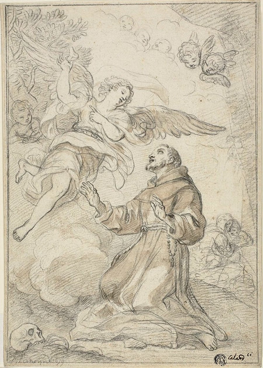 Engel som viser seg for den hellige Dominikus av Giacinto Calandrucci