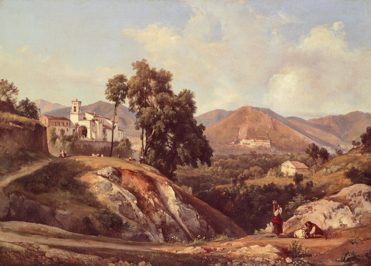Landskapet i Campania-regionen, av Giacinto Gigante (1806-1876), Italia av Giacinto Gigante