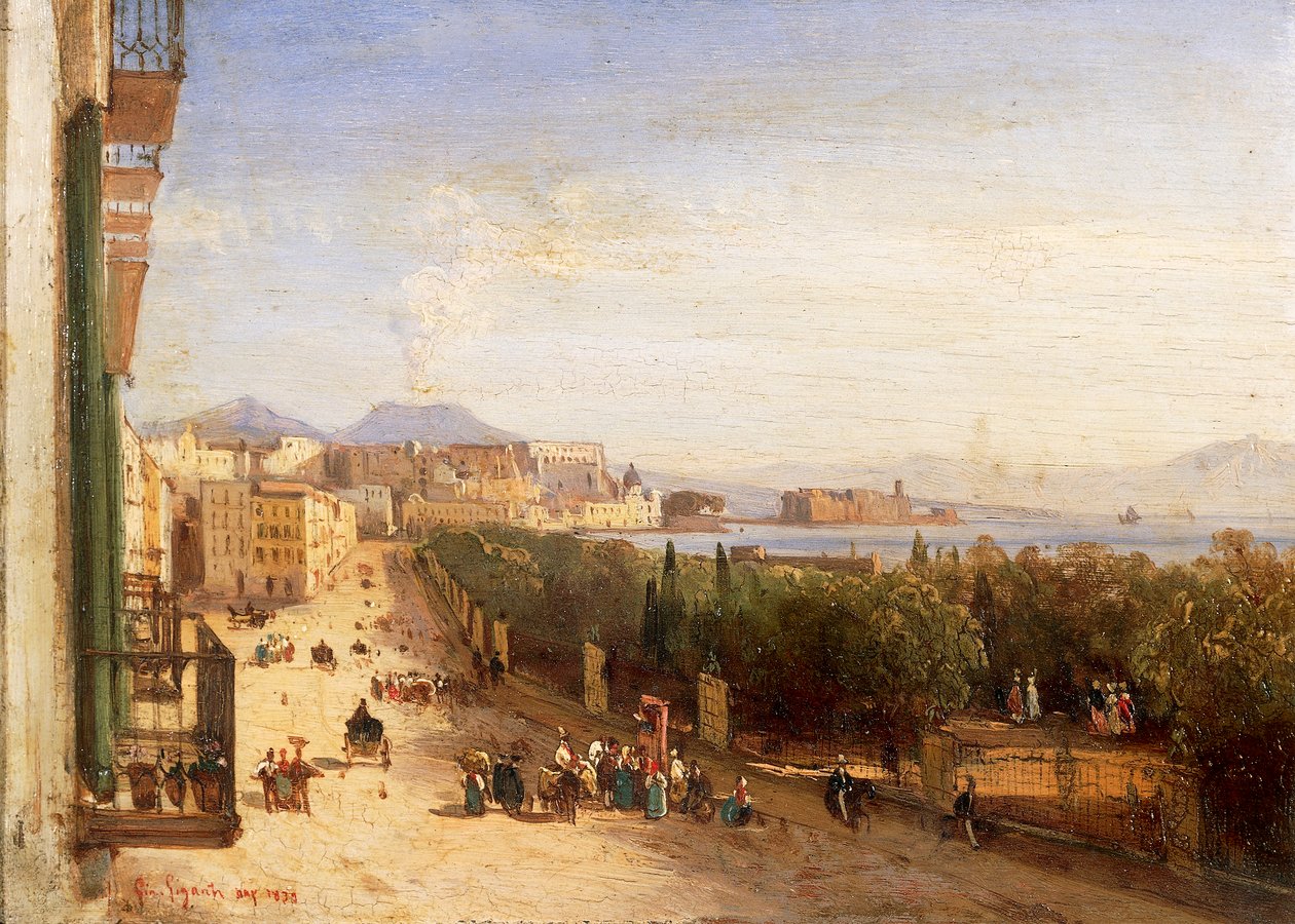 Chiaias riviera (Riviera di Chiaia) fra Esterhazy-palasset av Giacinto Gigante