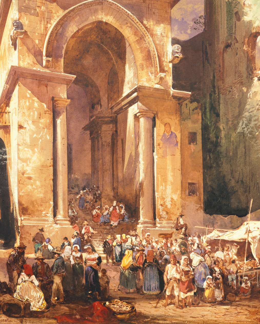 Døren til klokketårnet til St Erasmus i Gaeta, av Giacinto Gigante (1806-1876), Italia av Giacinto Gigante