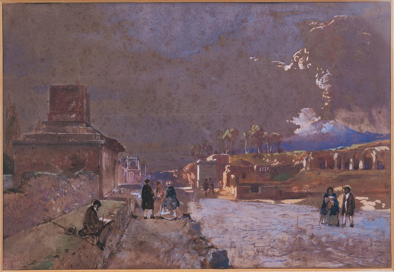 Italia, The Street of Tombs in Pompeii (akvarell) av Giacinto Gigante