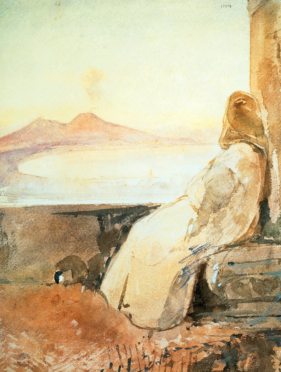 Munk i San Martino, av Giacinto Gigante, akvarell av Giacinto Gigante