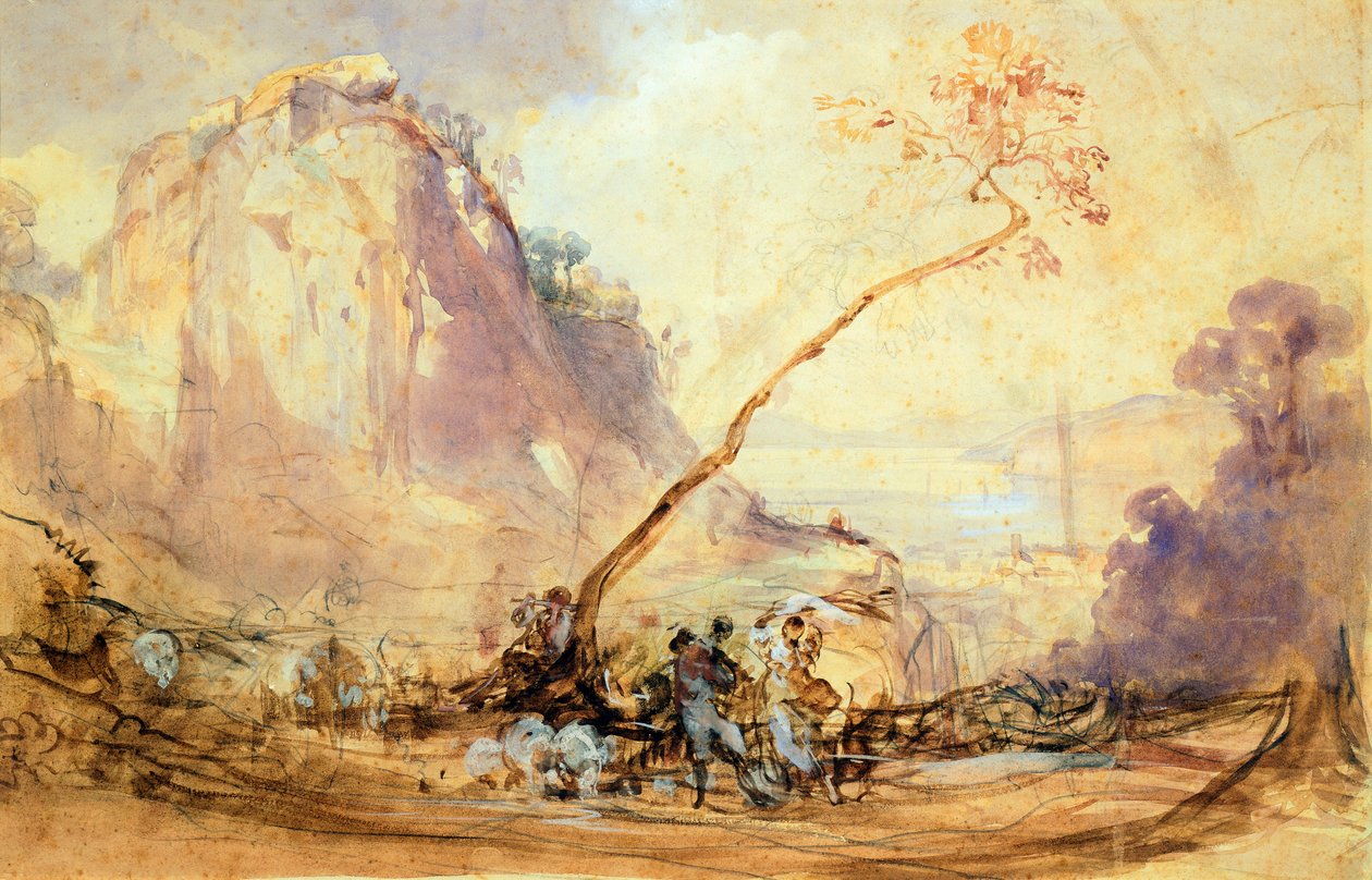 Sorrento Landscape, ca 1848, av Giacinto Gigante (1806-1876), akvarell, 34x51 cm. av Giacinto Gigante