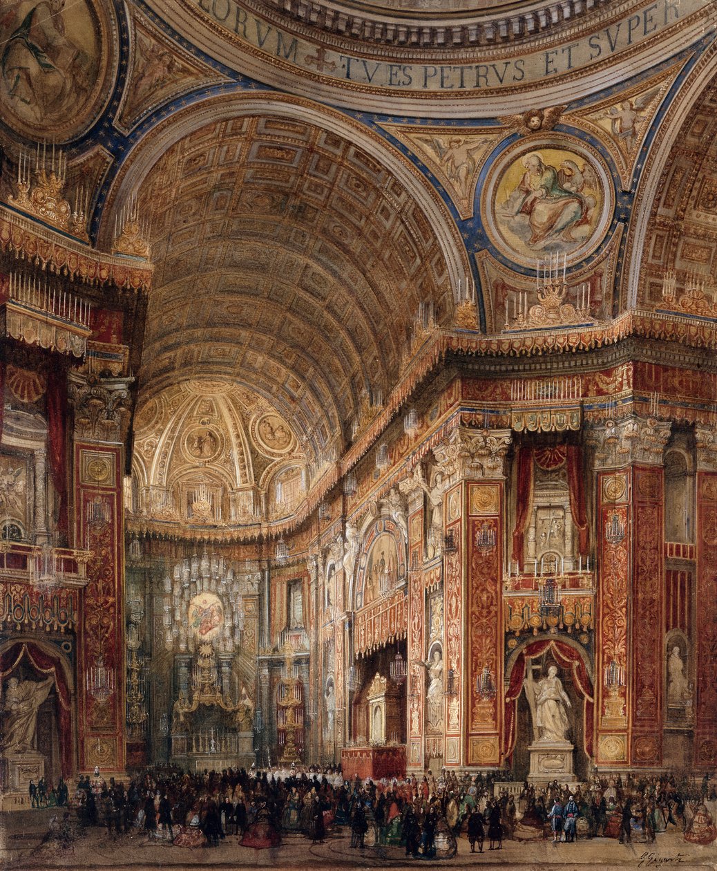 Peterskirken, Roma (blyant og akvarell) av Giacinto Gigante