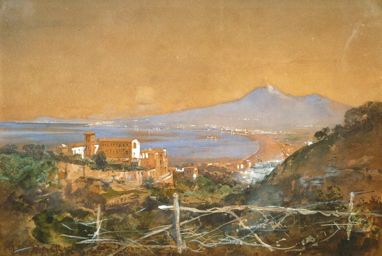 Napolibukten, av Giacinto Gigante, akvarell av Giacinto Gigante