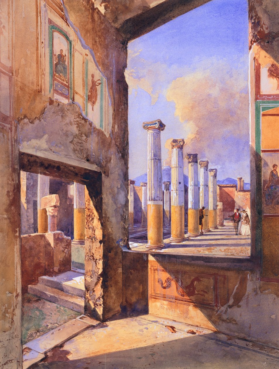 Huset til de fargede hovedstedene i Pompeii av Giacinto Gigante