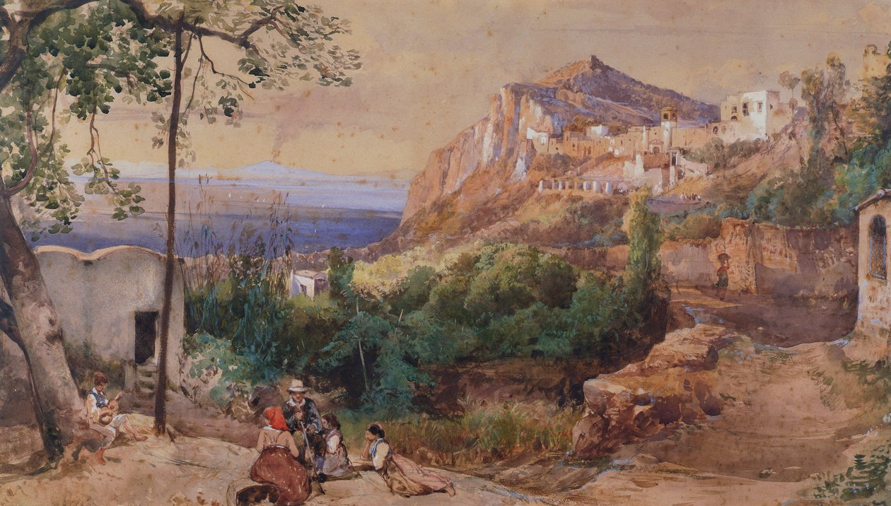 Utsikt over Capri (akvarell og tempera) av Giacinto Gigante