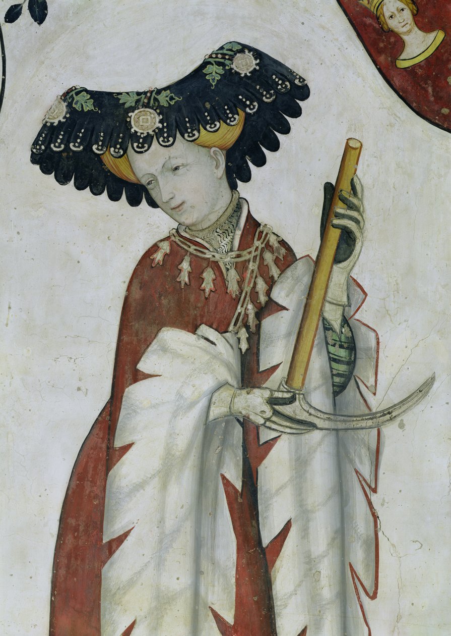 De ni verdige og de ni verdige kvinnene, detalj av Delphine, 1418-30 av Giacomo Jaquerio