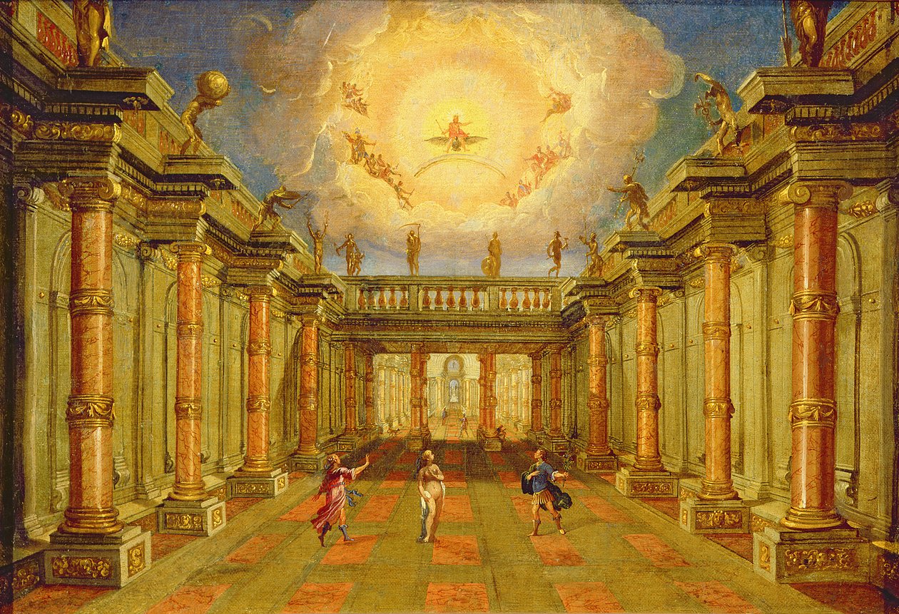 Akt II, scene X: gårdsplassen til kongen av Naxos av Giacomo Torelli