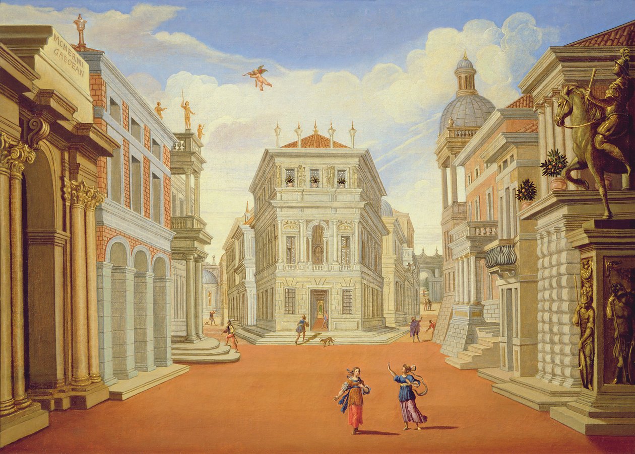 Akt II, scene I og VIII av Giacomo Torelli