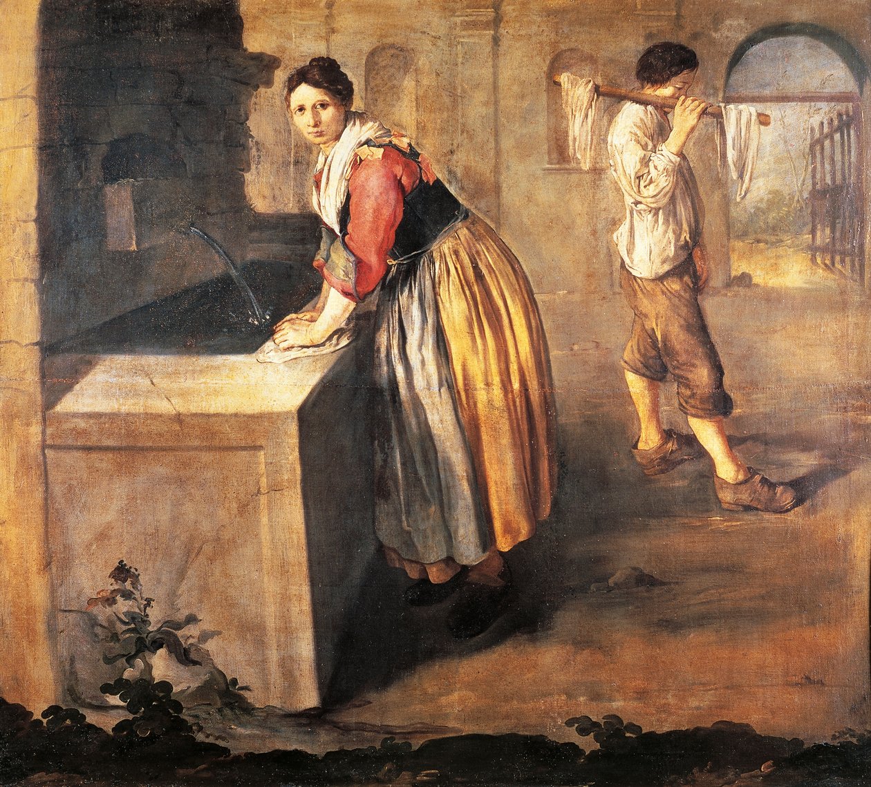 Vaskedamen av Giacomo Ceruti, kjent som Pitocchetto (1698-1767), olje på lerret av Giacomo Ceruti