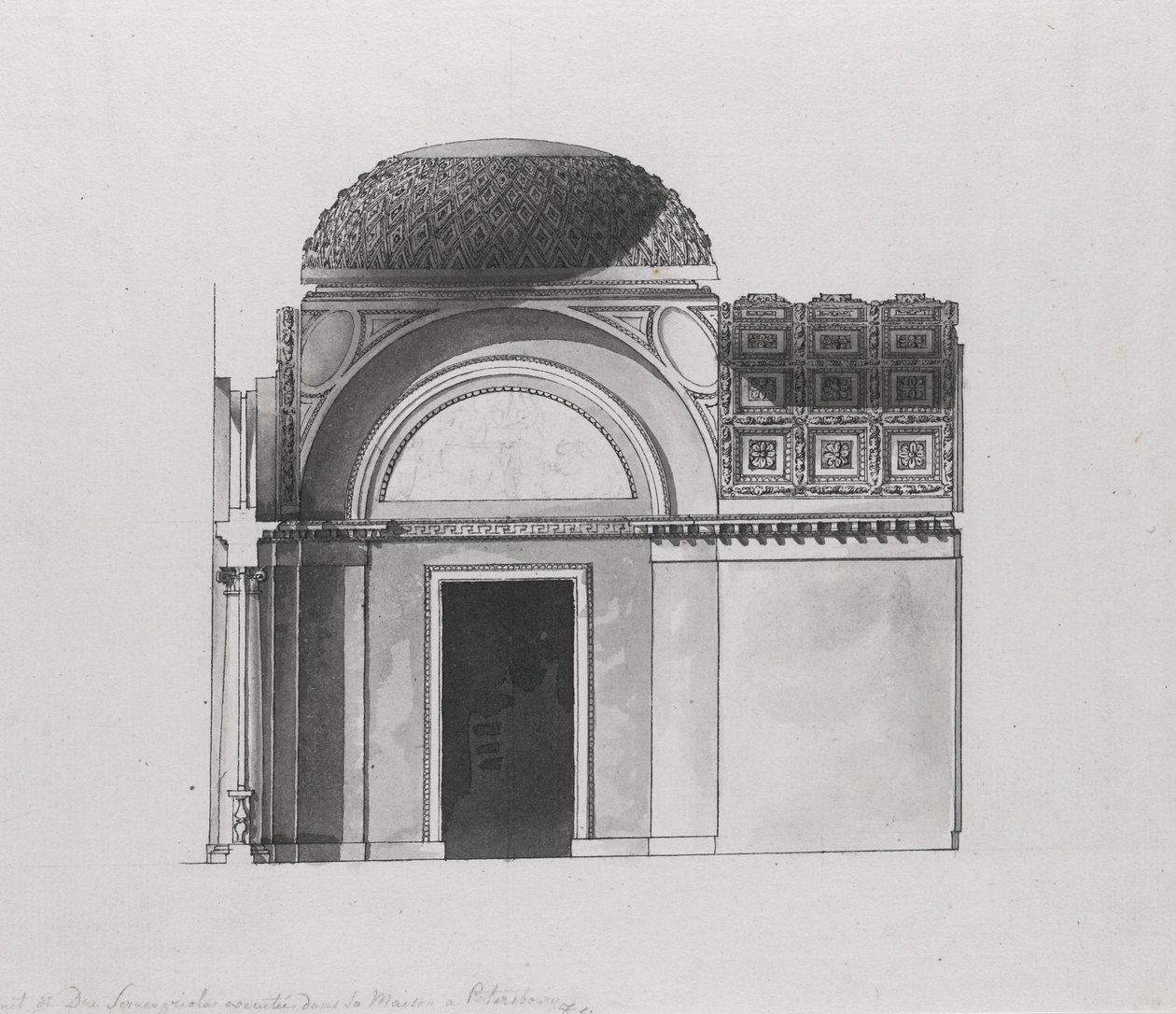 Skapdesign for hertugen av Serracapriola i Petersburg av Giacomo Antonio Domenico Quarenghi