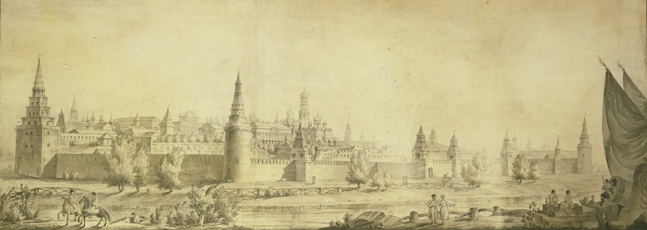 Panoramautsikt over Moskva Kreml ved slutten av 1700-tallet, slutten av 1790-tallet av Giacomo Antonio Domenico Quarenghi