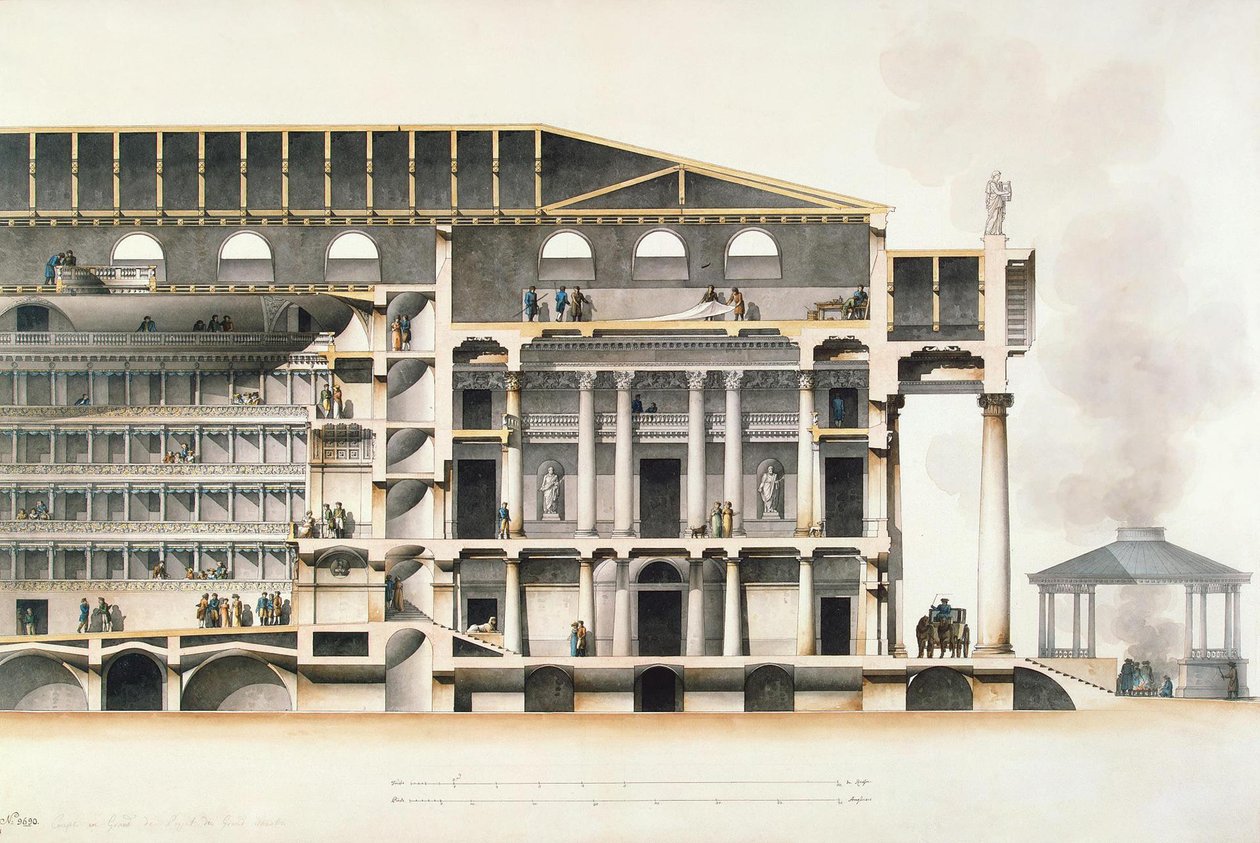 Saint Petersburg Imperial Bolshoi Kamenny Theatre, tidlig på 1800-tallet av Giacomo Antonio Domenico Quarenghi