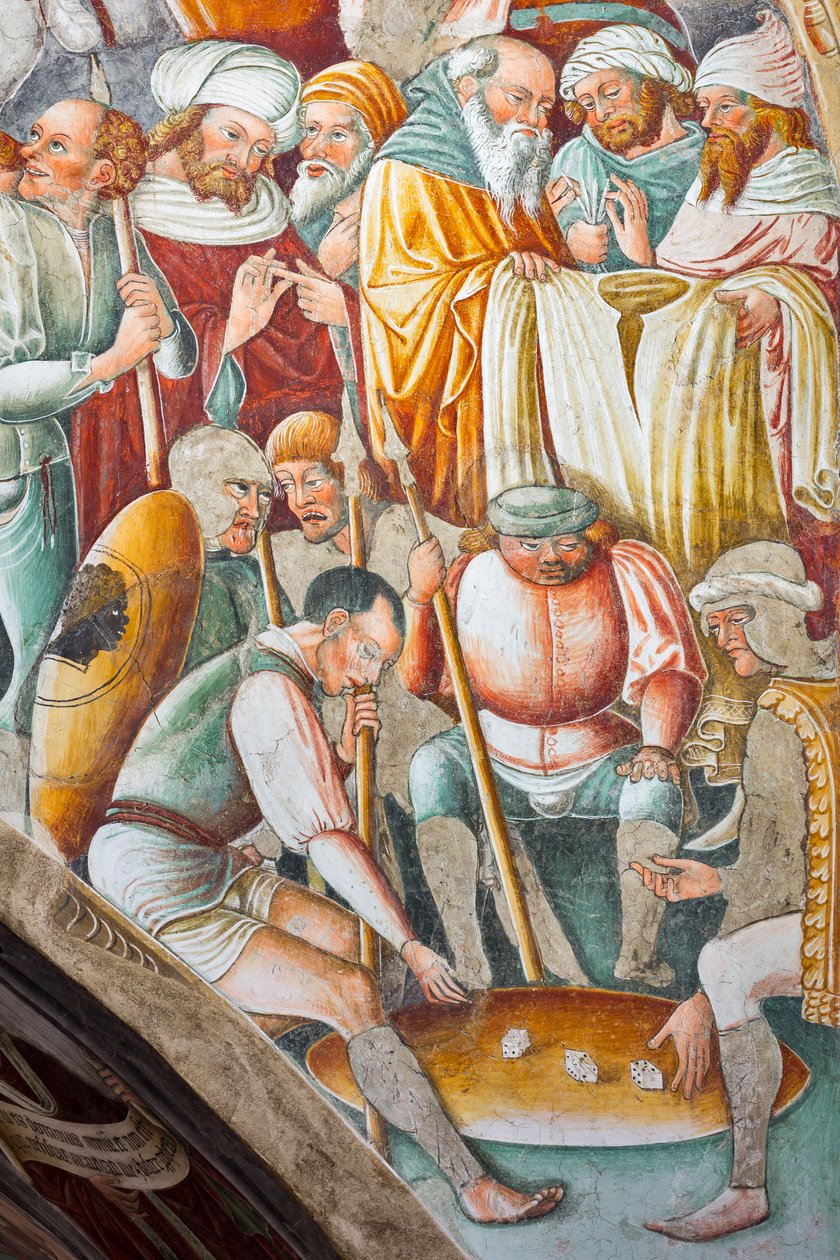 Korsfestelse, detalj fra Jesu liv av Giacomo Borlone de Buschis