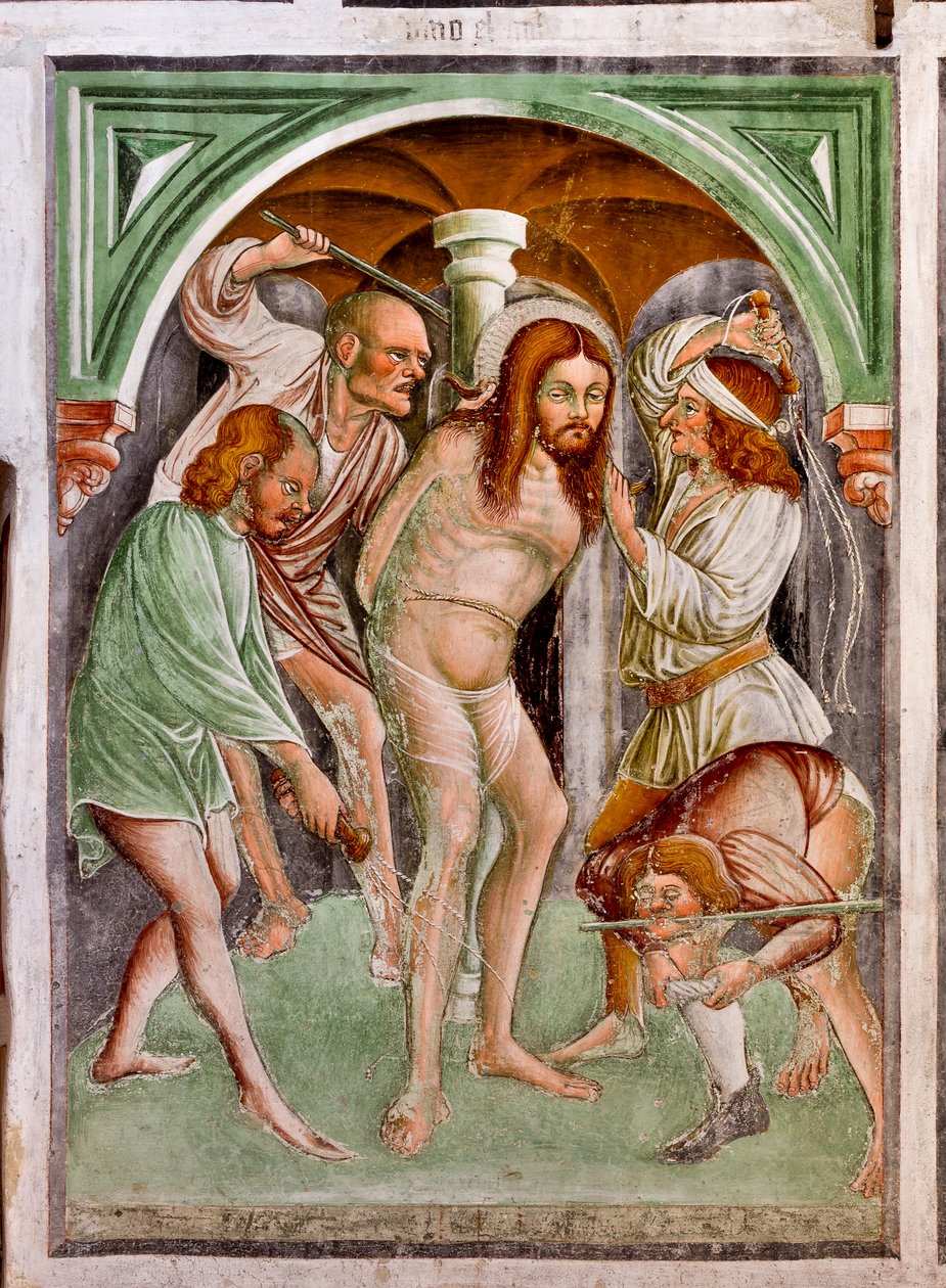 Flagelering, detalj fra Jesu liv av Giacomo Borlone de Buschis