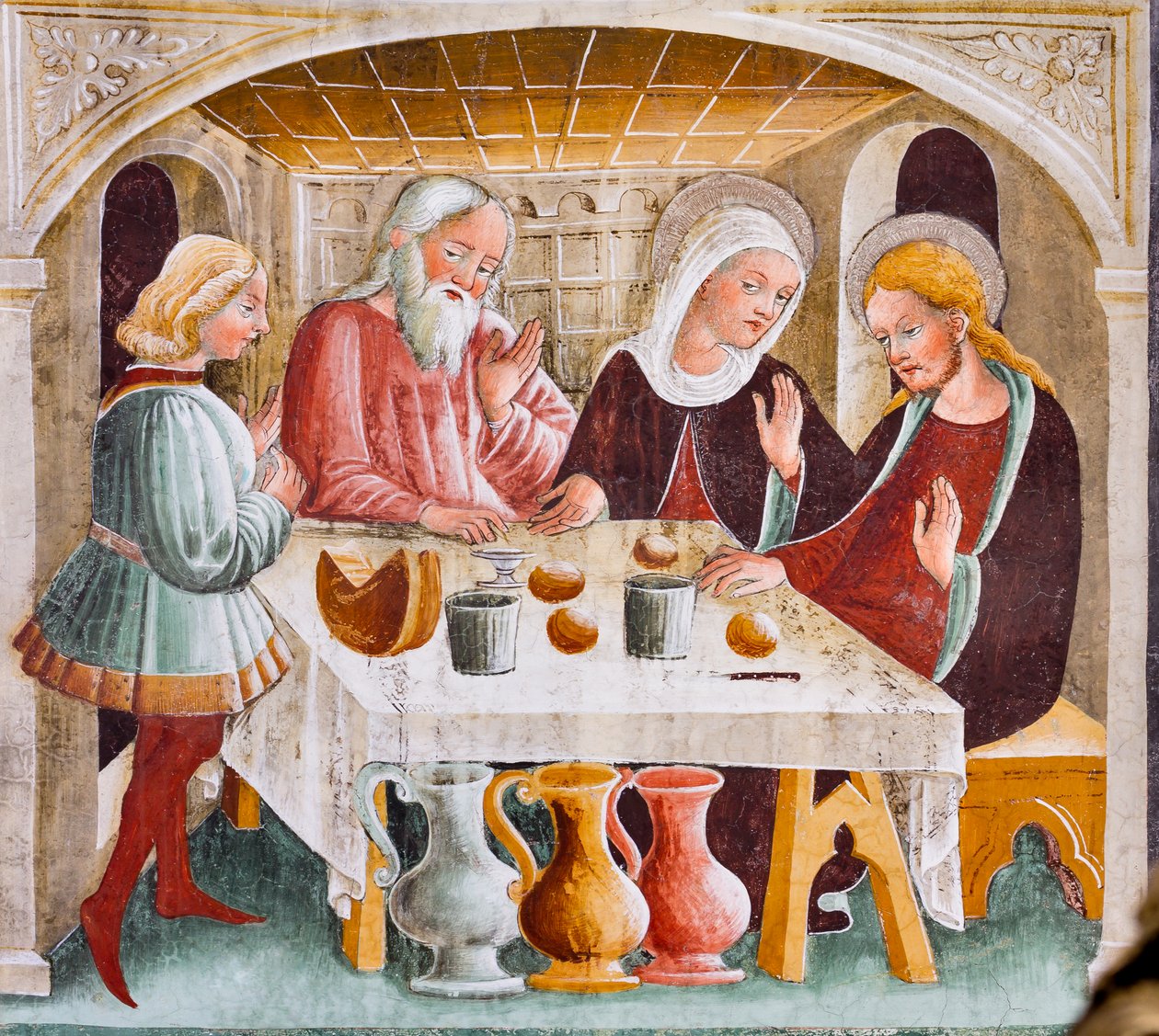 Ekteskap i Kana, detalj fra Jesu liv av Giacomo Borlone de Buschis