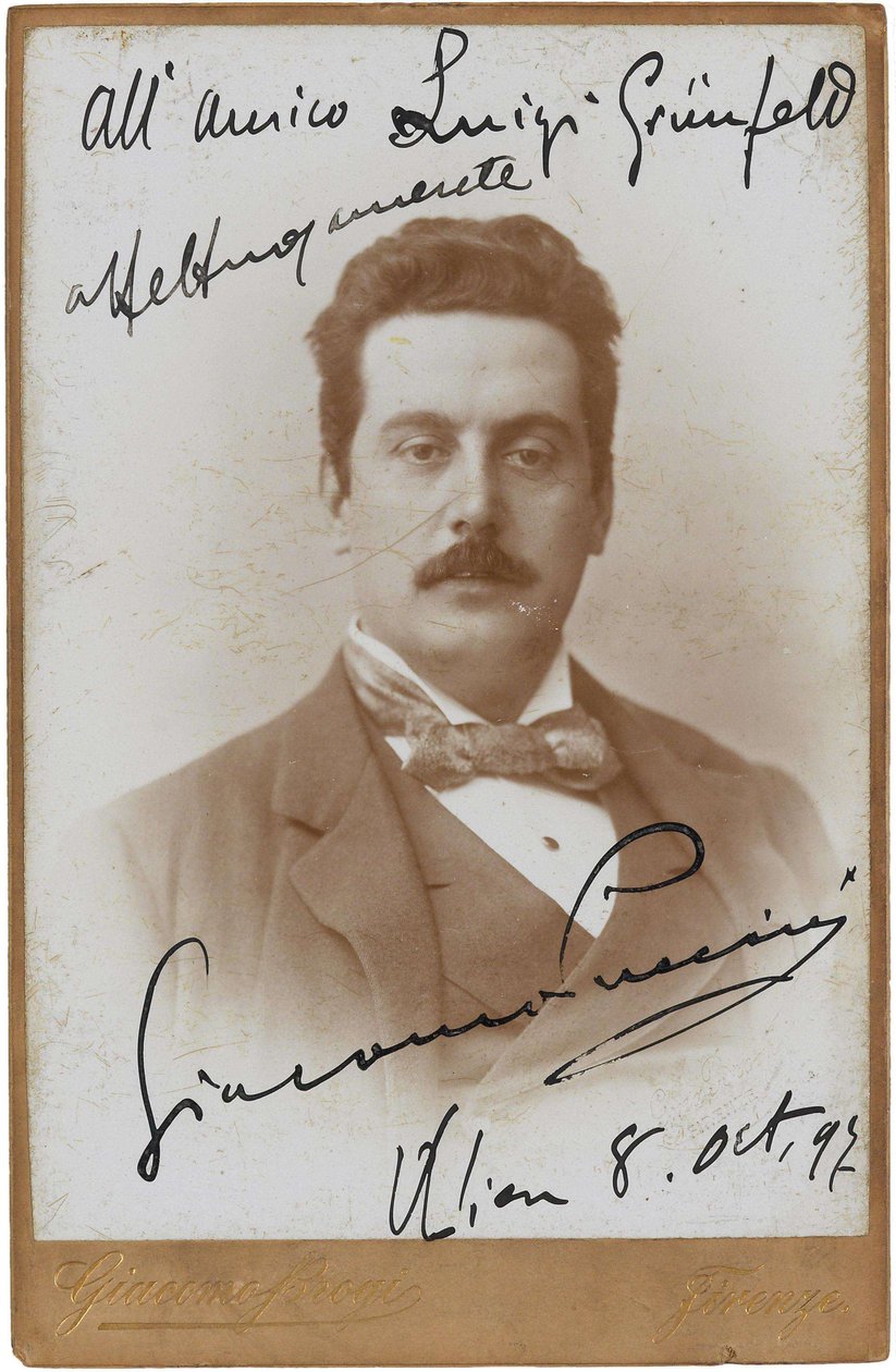 Portrett av komponisten Giacomo Puccini 1858-1924, 1897. av Giacomo Brogi