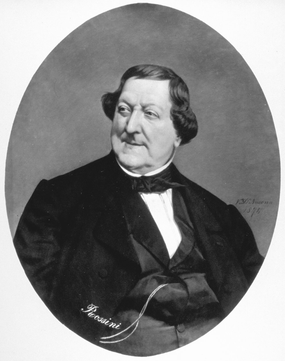 Portrett av komponisten Gioacchino Rossini, verk av maleren Vito D
