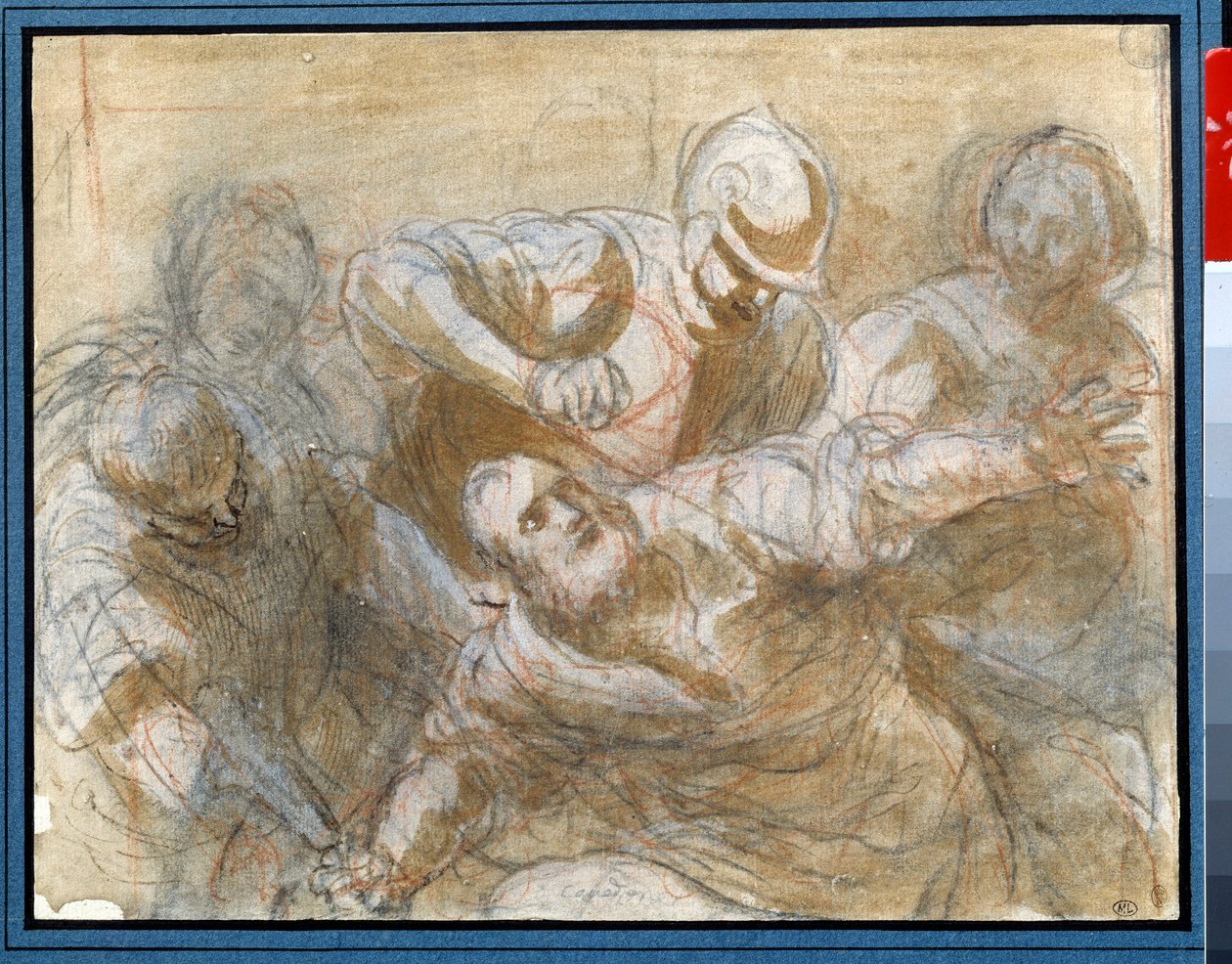Samson tatt til fange av filisterne Tegning i brunt blekk og vask av Giacomo Cavedone (1577-1660) Rundt 1614 Søn. 0,20 x 0,27m Paris. Museet Louvre av Giacomo Cavedone