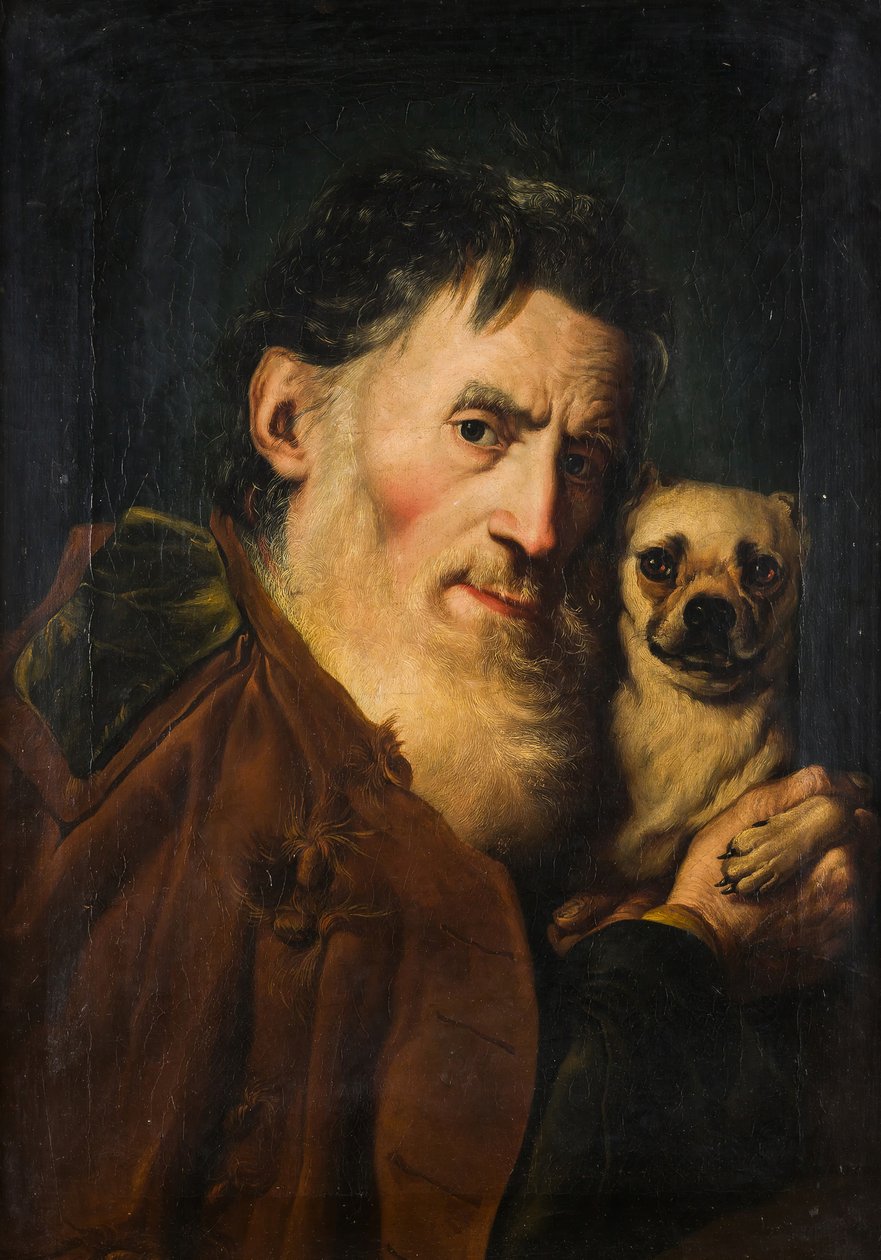 En gammel mann med en hund, 1740-tallet. av Giacomo Ceruti
