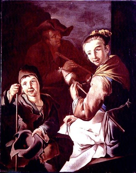 The Spinner (olje på lerret) av Giacomo Francesco Cipper